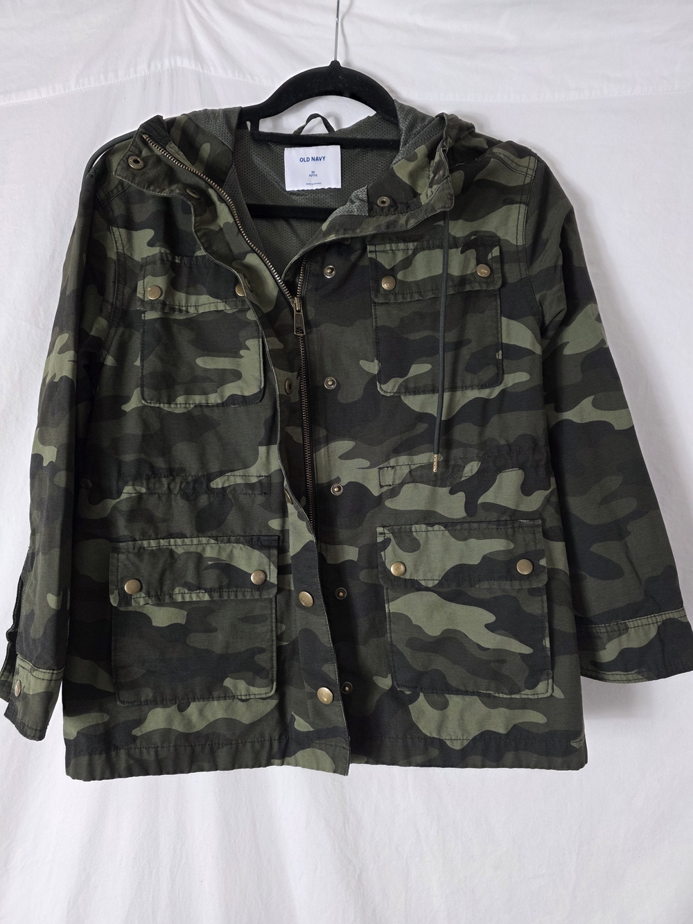 Old Navy Green Camo Hooded Jacket Womens XSP